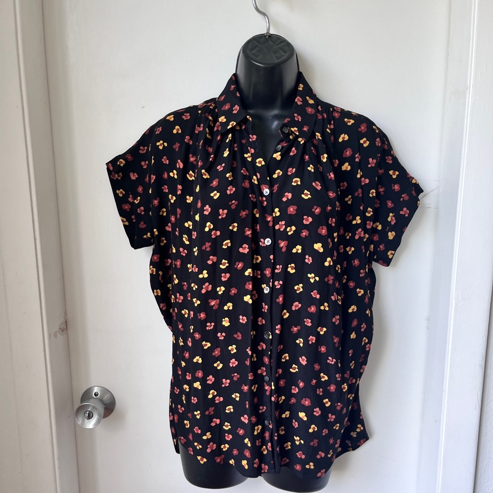 Madewell Central Drapey Shirt in Feline Floral size XXS - Picture 8 of 12